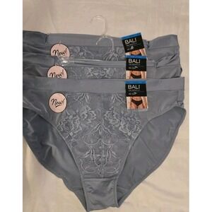 BALI Size XXL / 3 Count Blue ,  Smooth U Perfectly Pretty Lace Mesh Hi-Cut Panty